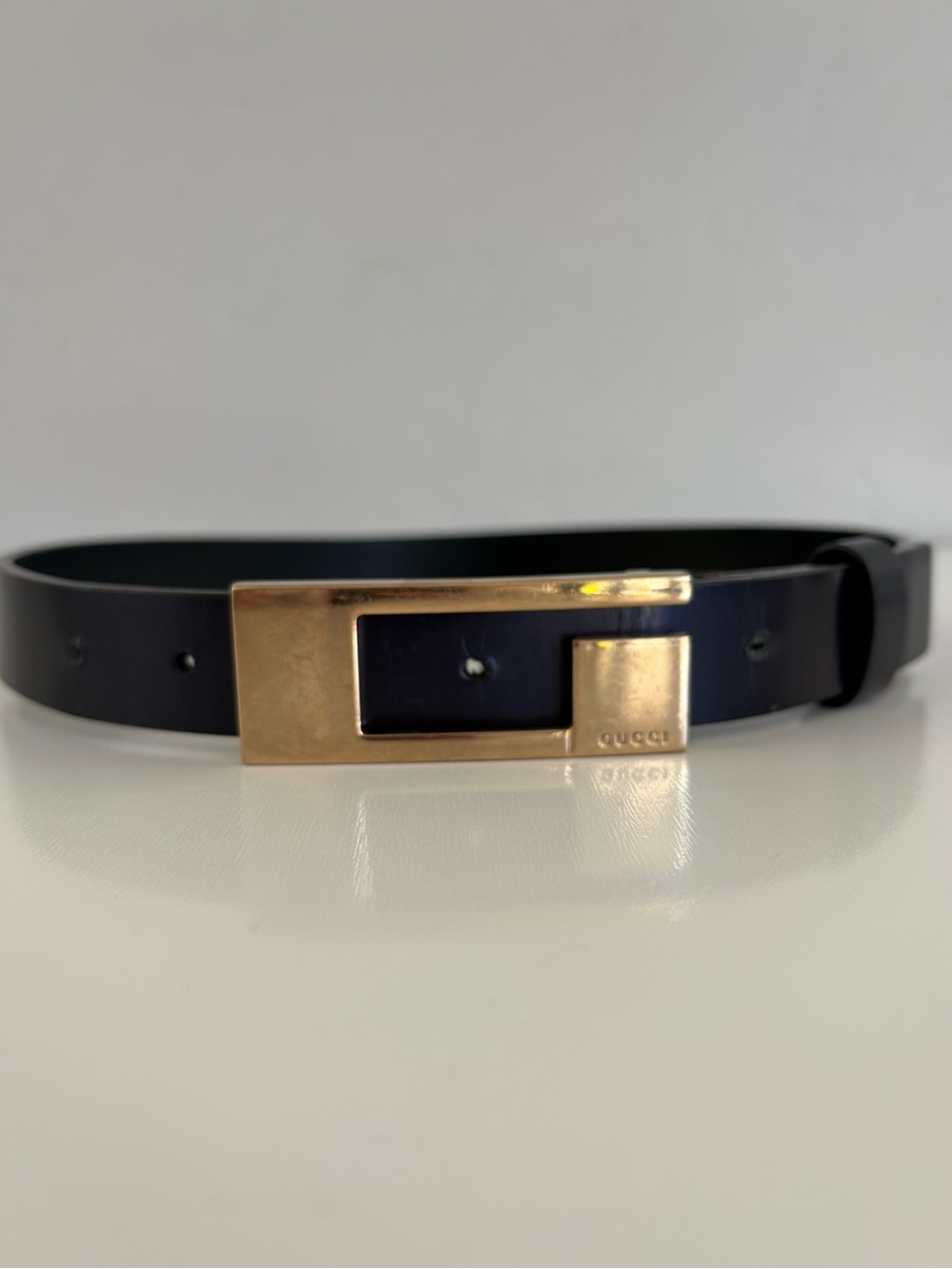 Auth VTG Y2K GUCCI Blue Leather Belt